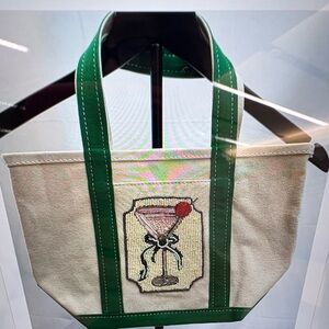 Anthropologie Hartley Canvas Tote Bag with Beaded Cosmo